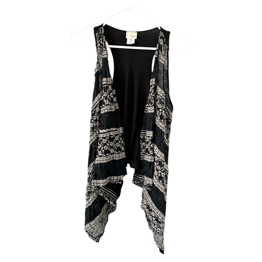 Daytrip Black and Lace Open Front Vest Size Medium